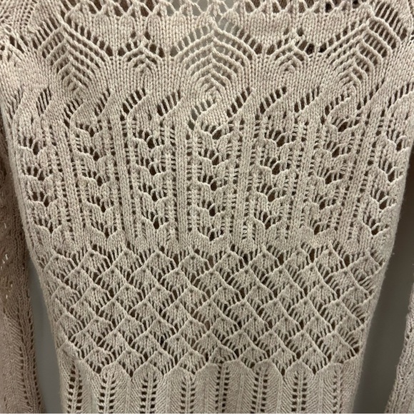 Anthropologie Field Flower Cardigan small tan beige wool cashmere crochet - Picture 9 of 13